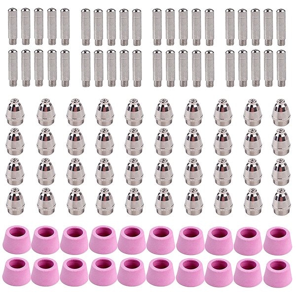 Amico Electric 100 Plasma Cutter Consumables, 40-Nozzles 40-Electrodes 20-Ceramic Cups for CUT-50 CUT-55M CTS-200 CUT5060-100 - main